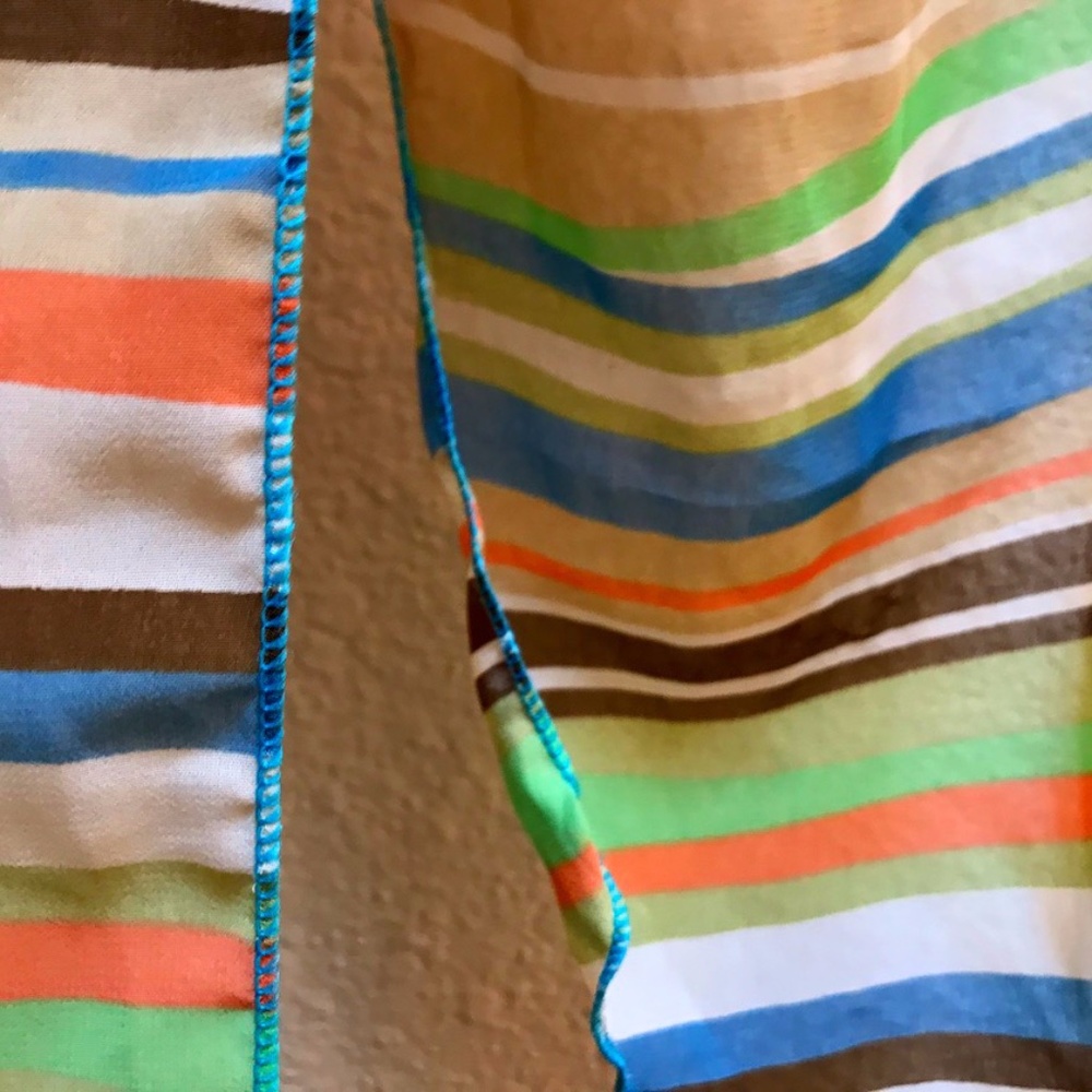 Fun Sheer Stripy Summer Scarf/Accessory w/Teal Stitching 53" long 3/$15 Sale